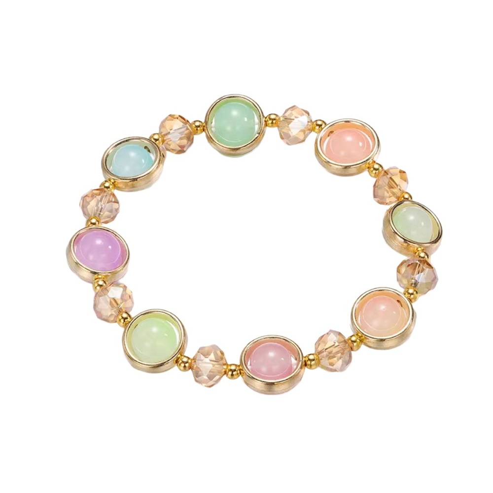 Gold and Pastel Glass Bead Inlay Bracelet